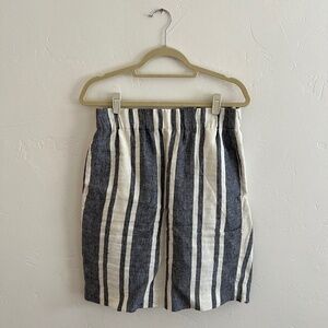 J.CREW Linen Navy Striped Skirt